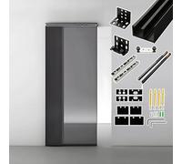 Perche de Sauvetage Noir 21.7" - 70.9" Quincaillerie de Porte Fantôme, Rail Invisible pour Porte Coulissante Mural, Kit de Porte Coulissante sans Rail avec Amortisseur(147cm/57.9in)