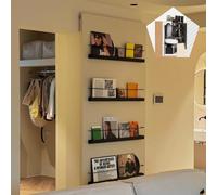 Perche de Sauvetage Porte Fantôme Style Étagère avec Kit de Rail Coulissant Magique Caché, Rail de Porte Bibliothèque Coulissante pour Placard, Rail Fantôme Sans Piste(146cm/57.5in)