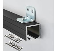 Perche de Sauvetage Quincaillerie pour Porte Coulissante de Grange, Tringle de Penderie, Rail pour Porte Escamotable, Rail pour Porte Coulissante de Cloison(Black,2400mm/94.5in)