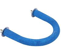 Perche d'oiseau, branches en sable de quartz de forme de bois en bois naturel accrochant l'échelle de meulage de patte pour la perruche d'animal familier, canard de pinson de canard[Bleu]Jouets
