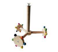 Perche D'oiseau en Bois Coloré avec Designs Rotatifs Suspendus Au Perroquet Jouets Moulin À Vent pour Stimuler Curiosité L'intérêt