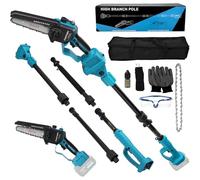 Perche Élagueuse Télescopique Électrique Compatible avec Makita 18V (sans batterie), 6 Pouces Mini Tronçonneuse sans Fil avec Batteries Tête Pivotante à 90°, Graisseur Automatique léger et maniable
