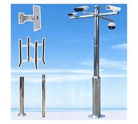 Perche pour caméra, Perche réglable de 2 à 6 m en Acier Inoxydable pour caméra de vidéosurveillance, Support de Fixation Robuste pour Panneau Solaire/caméra, Gris Clair - Solution de sécurit