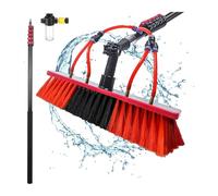 Perche pour le nettoyage des vitres, Brosse de lavage télescopique 3,6-10,8 m avec distributeur savon for le nettoyage des fenêtres et du toit(55cm Brush,7.2M)