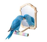 Perche pour perroquets, miroir antidérapant en bois pour perroquets, jouet | Miroir interactif antidérapant en bois, fournitures amusantes pour animaux de compagnie, 20 x 16 x 15 cm, perroquets