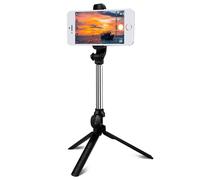 Perche Selfie Bluetooth Smartphone 2 en 1 Trépied Télécommande Rétractable, Noir