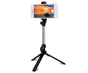 Perche Selfie Bluetooth Smartphone 2 en 1 Trépied Télécommande Rétractable Noir