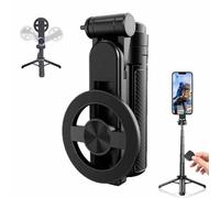 Perche Selfie MagnéTique Multifonction 4 en 1,Mini Perche De Poche Portable,Rotation 360°, Commande Bluetooth sans Fil,Support MagnéTique pour TéLéPhone,Enregistrement VidéO