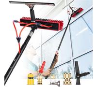Perche télescopique à Eau de 3 à 15 m, tête de Brosse rotative avec Distributeur de Savon pour Panneaux solaires, fenêtres, Camping-Cars et terrasses, kit de Nettoyage léger en Aluminium