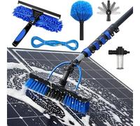 Perche Télescopique en Fibre de Carbone 3,6-20 m - Brosse de Nettoyage pour Panneaux Solaires, Toiture, Vitres et Voiture - Avec Raclette, Plumeau Anti-Toile d’Araignée & Distributeur de Savon (6m)