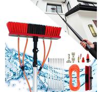 Perche Telescopique Nettoyage, Errtsdb Brosse Telescopique Toiture, Perche Telescopique Nettoyage Panneaux Solaires, Nettoyeur de vitres et Panneaux solaires réglable en Hauteur - Jusqu'à 20m
