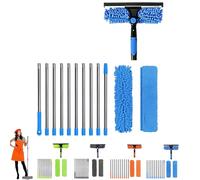 Perche Telescopique Nettoyage Toiture, Kit De Dépoussiérage Haute Portée 6m avec Perche D'extension, Brosse Téléscopique De Nettoyage Et Tête en Microfibre, pour Plafonds Étagères Abat Jour