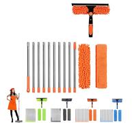 Perche Telescopique Nettoyage Toiture, Kit De Dépoussiérage Haute Portée 6m avec Perche D'extension, Brosse Téléscopique De Nettoyage Et Tête en Microfibre, pour Plafonds Étagères Abat Jour