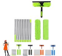 Perche Telescopique Nettoyage Toiture, Kit De Dépoussiérage Haute Portée 6m avec Perche D'extension, Brosse Téléscopique De Nettoyage Et Tête en Microfibre, pour Plafonds Étagères Abat Jour
