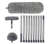Perche Telescopique Nettoyage Toiture | Kit De Dépoussiérage Haute Portée De De 6m avec Perche d'extension de 4.25m | Plumeau pour Plafond Haut Plumeau en Microfibre à Toile d'araignée (Gris)