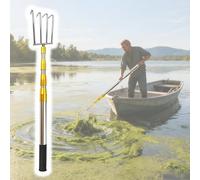 Perche Telescopique Outil de Retrait d'algues/Gaffe, Perche Rétractable en Acier Inoxydable pour Récupérer Les Leurres avec Poignée en Caoutchouc, Bâton d'amarrage(4-Claw,60-150cm/24" - 59")