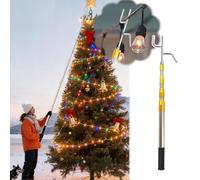 Perche Telescopique Outil Léger pour Suspendre Les Guirlandes Lumineuses de Noël, Crochet Métallique Antidérapant à Pousser Et à Tirer, Rallonge pour Sapin(145-680cm/57"-268")