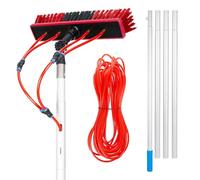 Perche télescopique réglable de 3 à 12 m avec tête de brosse rotative à 180° - Balai en aluminium léger pour panneau solaire et nettoyage photovoltaïque Brosse de 35 cm, parfaite pour les tâches de