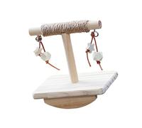 Perchoir à bascule pour oiseaux avec bâton recouvert de corde souple et bloc en bois lisse - Jouet d'exercice, accessoire d'intérieur et d'extérieur