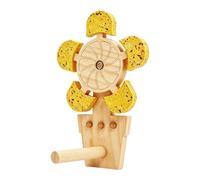 Perchoir à mâcher pour perroquet | • Perchoir et jouet à mâcher 2 en 1 en bois de pin avec ventilateur rotatif à 360° • Peut contenir de la nourriture pour