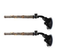 Perchoir à oiseaux à ventouse en bois - 2 supports de voyage réglables, support d'entraînement pour jouet, accessoire de jeu pour volière d'intérieur et d'extérieur | Kit d'activités d'ami à plumes