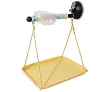 Perchoir à Oiseaux à Ventouse, perchoir de fenêtre sécurisé pour Oiseaux avec mangeoire et Plateau, Station de Repos multifonctionnelle pour Petits, Jaune, Oiseau Ventouse