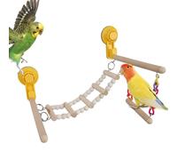 Perchoir à oiseaux - Balançoire échelle pour perroquet, perchoir à ventouse | Support d'aire de jeu en bois, plate-forme portative pour oiseaux de petite et moyenne perruche, ara, perroquet, gris