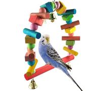 Perchoir à oiseaux - Balançoires pour perroquets en bois naturel avec clochette - Support d'entraînement amusant pour équilibrer, faire de l'exercice et s'entraîner, jouet décoratif à mâcher pour