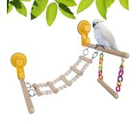Perchoir à oiseaux en bois - Jouet solide, support d'aire de jeu en bois naturel, corde d'escalade suspendue, matériau à mâcher sûr | Jouets pour oiseaux pour perruches, aras, cacatoès gris africain