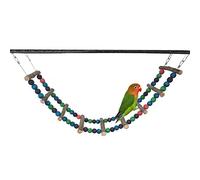 Perchoir à oiseaux en bois naturel coloré avec perles en bois à mâcher, accessoires de cage pour perroquets, facile à installer