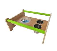 Perchoir à oiseaux en bois naturel pour poncer le bec propre pour cage à perroquet, accessoires avec tasses d'alimentation pour oiseaux, perchoir de table, plate-forme