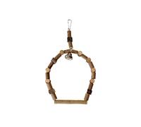 Perchoir à oiseaux en bois stable avec clochettes pour perroquets, canaris, cage de divertissement, résistant à la mastication, escalade debout en bois avec cloches, support de suspension en bois