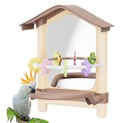 Perchoir à oiseaux - Miroir interactif en forme de cage - Cadre en bois avec réflecteur - Accessoire pour animal domestique - Pour intérieur et extérieur - Aire de jeu pour poules - Cour, jardin