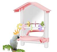 Perchoir à oiseaux - Miroir interactif en forme de cage - Cadre en bois avec réflecteur - Accessoire pour animal domestique - Pour intérieur et extérieur - Aire de jeu pour poules - Cour, jardin