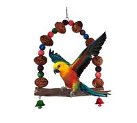 Perchoir à oiseaux pour cage - Accessoires de cage à perruches - Support de jeu avec boule en rotin pour l'intérieur - Design attrayant - La curiosité des oiseaux tandis que les sons légers entrent et