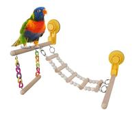 Perchoir à ventouse en bois pour oiseaux de petite et moyenne taille, jouet interactif pour perruches, aras, cacatoès, gris africain, perruches