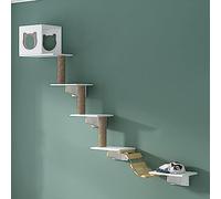 Perchoir Chat, Parcours Mural Chat, Hamac Chat, Arbre Chat Mural, Cadre de Mur d'escalade Chat Blanc en Bois Massif Naturel Pratique et Peu Encombrant (Size : Combo1)