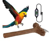 Perchoir chauffant pour cage, perchoir chauffant pour perroquets, support d'oiseaux simulé en bois chauffé | Baguette chauffante pour oiseaux avec structure de branches simulée pour perruches, pigeons
