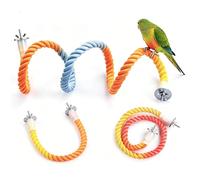 Perchoir coloré et flexible en corde pour perroquets de petite et moyenne taille - Ensemble de perchoirs en corde de coton pliable pour perroquet, 3 tailles pour cage, perruche, calopsitte
