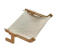 Perchoir de fenêtre à suspendre pour chat, cadre en bois de 44,5 cm, crochets en métal robustes pouvant supporter jusqu'à 25 kg, hamac en toile grise pour fenêtre ensoleillée, à côté du repos et du
