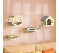 Perchoir de fenêtre et étagères murales pour chat - Échelle souple et plate-forme de saut pour chat d'intérieur - Mobilier pour chat peu encombrant