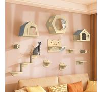 Perchoir de fenêtre et étagères murales pour chat - Échelle souple et plate-forme de saut pour chat d'intérieur - Mobilier pour chat peu encombrant
