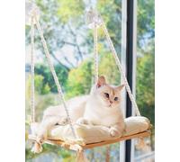 Perchoir de fenêtre pour chat - Hamac pour fenêtre - Siège en bois massif et ventouses solides - Lit et meubles pour chats à l'intérieur - Étagère de fenêtre suspendue pour chats d'intérieur de petite