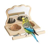 Perchoir de jeu pour oiseaux - Mangeoire et accessoire de miroir, jouet cage pour s'amuser et faire de l'exercice, station d'alimentation et d'eau, installation interactive de perchoir pour oiseaux