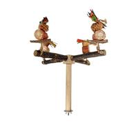 Perchoir Debout pour Perroquet - Aire de Jeux d'activité en Cage, Jouet interactif pour Oiseaux, échelle et Plate-Forme en Bois, Structure de Jeu d'enrichissement | pour Perruches Calopsittes