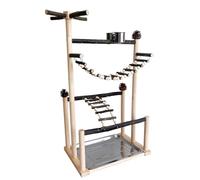 Perchoir d'entraînement à vis fixe pour oiseaux Structure en bois naturel Base amovible pour perroquet Activité physique Interaction Perchoir interactif