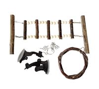 Perchoir Échelle Oscillante pour Oiseaux,Perchoir en Bois Souple avec Ventouses Interactif | Hamac Balançoire et Échelle d'Activité,pour Perruches, Perruches Calopsittes, Conures et Inséparables