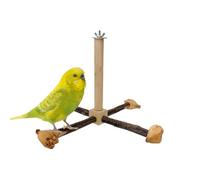 Perchoir en bois - 15,5 x 4 x 18,8 cm - Taille standard - Support rotatif - Roue d'exercice en bois - Pour petits inséparables, conures et oiseaux - Entraînement de jeu d'escalade