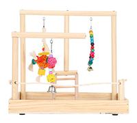 Perchoir en Bois Massif pour Oiseaux Parrot Playground, Petit perchoir pour Perroquet et Support d’entraînement avec échelle, Clochette et balançoire, Jouet en Bois Naturel pour
