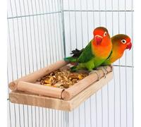 Perchoir en Bois Naturel pour Oiseaux, Plateforme pour Perroquets, Accessoire pour Cage, Adapté aux Perruches, Calopsittes, Inséparables et Petits Oiseaux - 20 × 10 cm